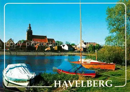 Havelberg Ortspartie an der Havel Segelboot Kirche Kat. Havelberg