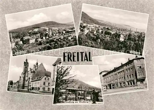 Freital Teilansichten Kulturhaus Siedlung am Windberg Rathaus Kat. Freital