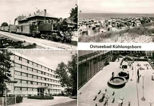 Kuehlungsborn Ostseebad Baederbahn Molli Dampflokomotive Strand FDGB Ferienheim Ernst Grube Terrasse Kat. Kuehlungsborn