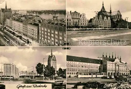 Rostock Mecklenburg Vorpommern Lange Str Stadthafen Interhotel Warnow Kroepeliner Tor Thaelmann Platz Marienkirche Rathaus Kat. Rostock