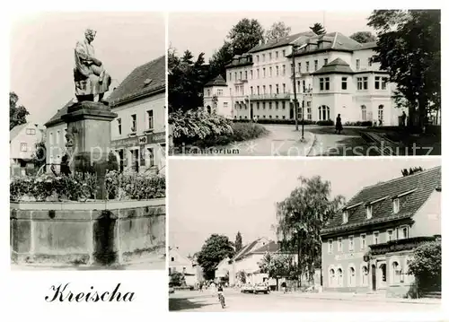 Kreischa Brunnen Statue Sanatorium Teilansicht Kat. Kreischa Dresden