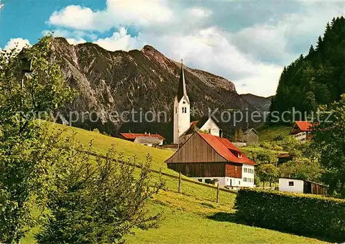 Tiefenbach Oberstdorf Ortsansicht mit Kirche Rubihorn Nebelhorn Allgaeuer Alpen Kat. Oberstdorf