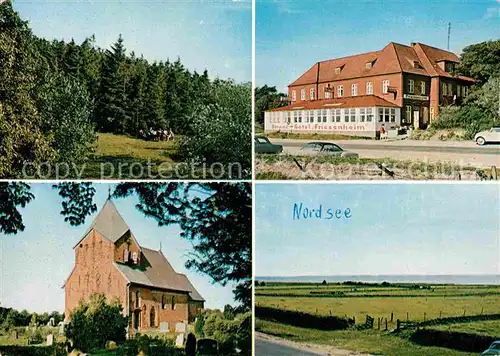 Schobuell Husum Strandhotel Friesenheim Kirche Waldpartie Landschaftspanorama Kat. Schobuell