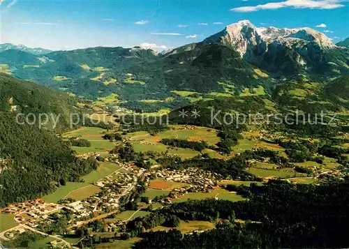 Bischofswiesen mit Rossfeld Kehlstein Goell und Brett Berchtesgadener Alpen Fliegeraufnahme Kat. Bischofswiesen