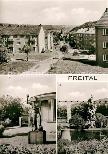 Freital Teilansicht Denkmal der Stahlwerker Statue Storchenbrunnen Kat. Freital