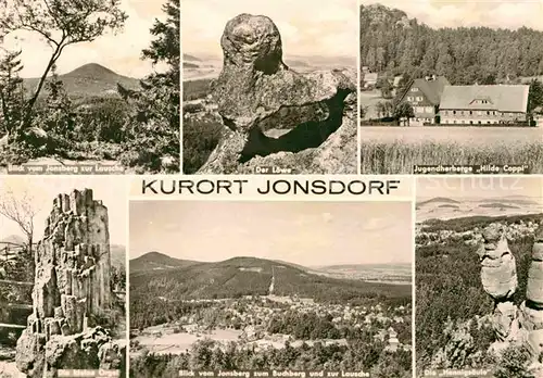 Jonsdorf Lausche Der Loewe Jugendherberge Hilde Coppi Kleine Orgel  Buchberg mit Lausche Hennigsaeule Kat. Kurort Jonsdorf