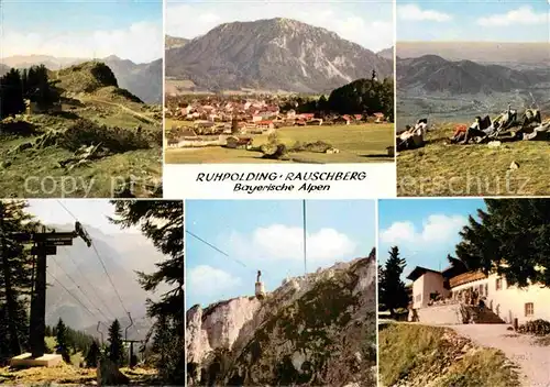 Ruhpolding Panorama mit Rauschberg Chiemgauer Alpen Bergbahn Kat. Ruhpolding