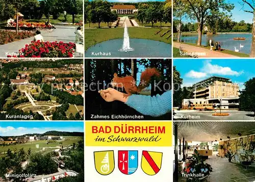 Bad Duerrheim Kurpark Kuranlagen Minigolf Kurhaus Eichhoernchen Salinensee Kurheim Trinkhalle Wappen Kat. Bad Duerrheim