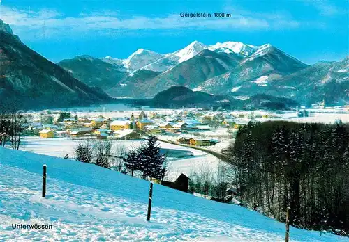 Unterwoessen Winterpanorama Achental Bayerische Alpen mit Hochgern Geigelstein Kat. Unterwoessen