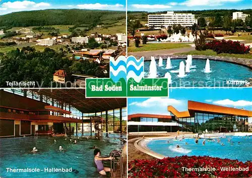 Salmuenster Bad Soden Teilansicht Kurpark Wasserspiele Thermalsole Wellenbad Hallenbad Kat. Bad Soden am Taunus