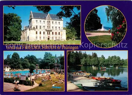 Friedrichroda Schloss Reinhardsbrunn Puschkinpark Schwimmbad Gondelteich Kat. Friedrichroda
