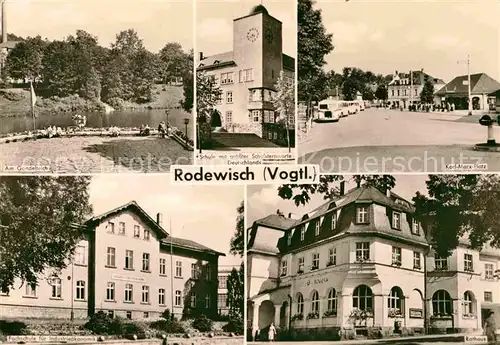 Rodewisch Gondelteich Karl Marx Platz Fachschule Rathaus Kat. Rodewisch