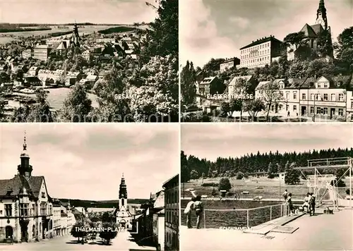 Adorf Vogtland Elsterstrasse Thaelmann Platz Schwimmbad Panorama Kat. Adorf