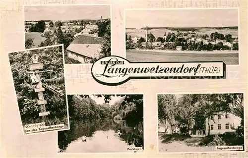 Langenwetzendorf Panorama Schandpfahl Jugendherberge Parkteich Kat. Langenwetzendorf