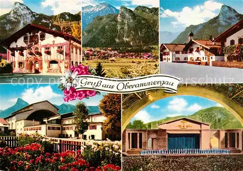 Oberammergau Passionsspielort Pilatushaus Dedlerstrasse Buehne Chor der Passionsspiele Kofel Ammergauer Alpen Kat. Oberammergau