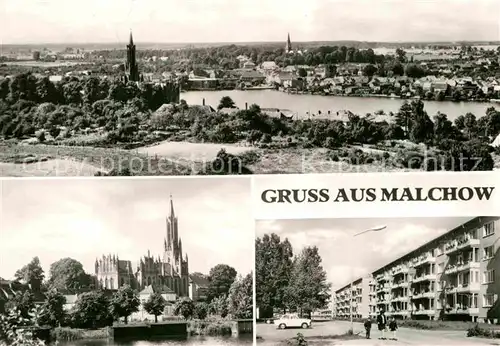 Malchow Panorama Kirche Strassenpartie Kat. Malchow Mecklenburg