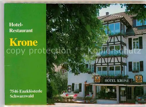 Enzkloesterle Hotel Restaurant Krone Doppelkarte Kat. Enzkloesterle