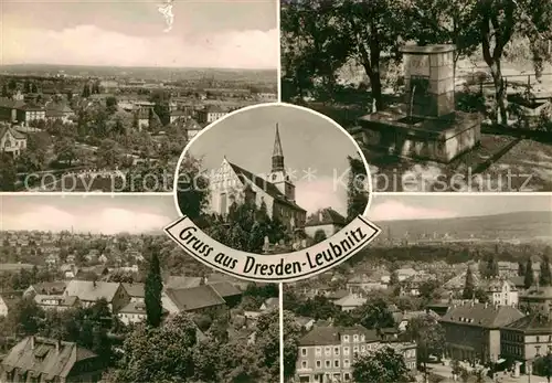 Leubnitz Neuostra Teilansichten Brunnen Kirche Kat. Dresden