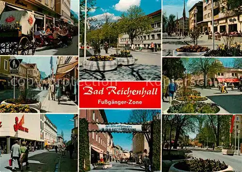 Bad Reichenhall Fussgaengerzone Ludwig und Salzburgerstrasse Strassencafes Kat. Bad Reichenhall