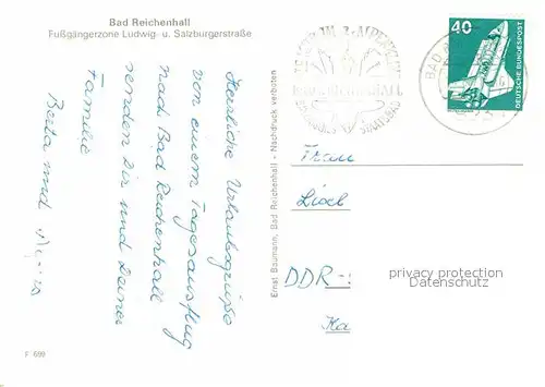 Bad Reichenhall Fussgaengerzone Ludwig und Salzburgerstrasse Strassencafes Kat. Bad Reichenhall