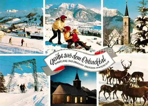 Oberjoch Wintersportplatz Schlittenfahren Kirche Wildfuetterun Alpenpanorama Kat. Bad Hindelang