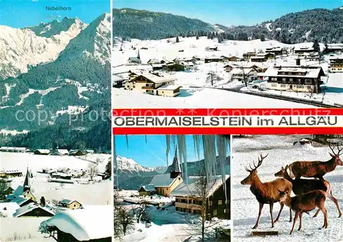 Obermaiselstein Winterpanorama Nebelhorn Allgaeuer Alpen Kirche Wild Kat. Obermaiselstein