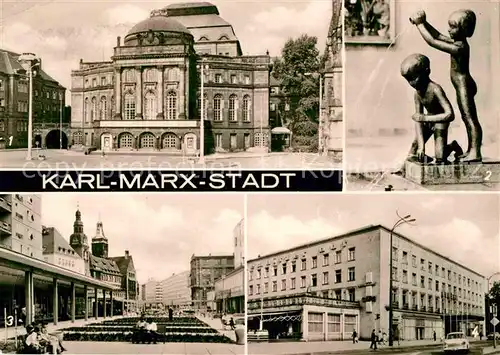 Karl Marx Stadt Theater Brunnen Str der Nationen Rosenhof Interhotel Chemnitzer Hof Kat. Chemnitz
