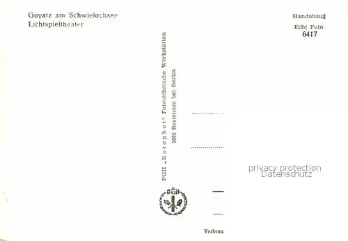 Goyatz Lichtspieltheater Kat. Schwielochsee