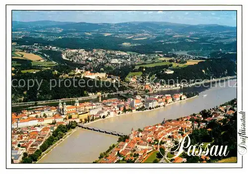 Passau Dreifluessestadt Fliegeraufnahme Kat. Passau