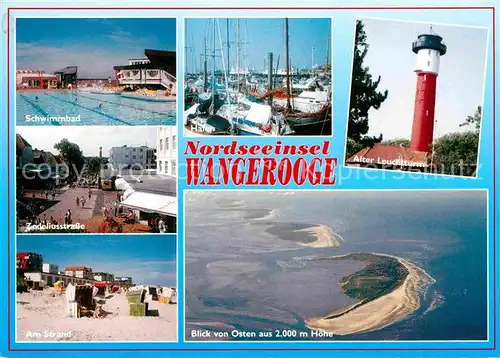 Wangerooge Nordseebad Schwimmbad Zedeliusstrasse Strand Hafen Alter Leuchtturm Insel Fliegeraufnahme Kat. Wangerooge
