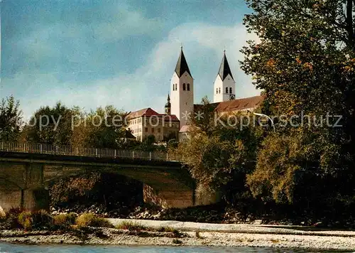 Freising Oberbayern Domberg Isar Bruecke Kat. Freising