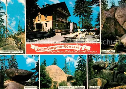Wunsiedel Gaststaette Luisenburg Goethefelsen Felsformationen Gipfelkreuz Kat. Wunsiedel