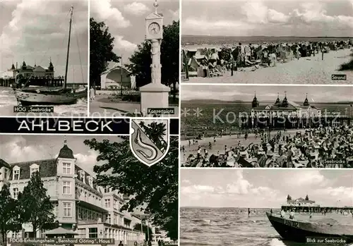 Ahlbeck Ostseebad HOG Seebruecke Konzertplatz Strand Seebruecke FDGB Erholungsheim Bernhard Goering  Kat. Heringsdorf Insel Usedom