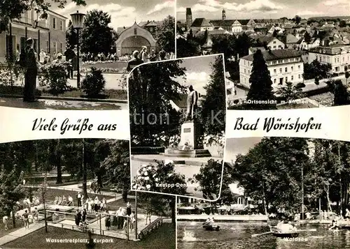 Bad Woerishofen Kurhaus Ortsblick mit Kirchen Wassertretplatz Waldsee Kat. Bad Woerishofen