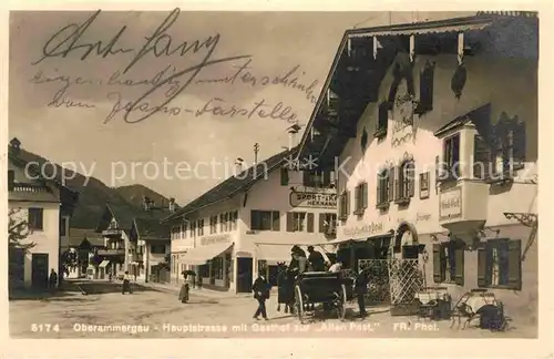 Oberammergau Hauptstrasse mit Gasthof zur Alten Post Kat. Oberammergau
