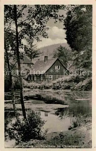 Wernigerode Harz Forsthaus im Christianental Teich Kat. Wernigerode