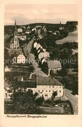 Berggiesshuebel Ortsansicht mit Kirche Kneippkurort Handabzug Kat. Bad Gottleuba Berggiesshuebel