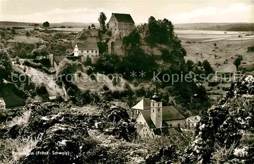 Pottenstein Oberfranken Ansicht mit Kirche und Burg Kat. Pottenstein
