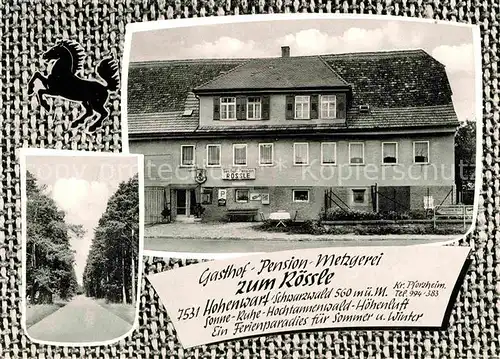 Hohenwart Pforzheim Gasthaus Pension Metzgerei zum Roessle Kat. Pforzheim