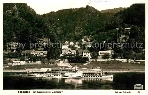 Foto Seidel M. Schmilka Nr. 166 Luxusdampfer Leipzig Schmilka Kat. Bad Schandau