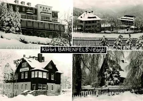 Baerenfels Erzgebirge Teilansichten Kurort im Winter FDGB Ferienheim HO Hotel Gaststaette Kat. Altenberg