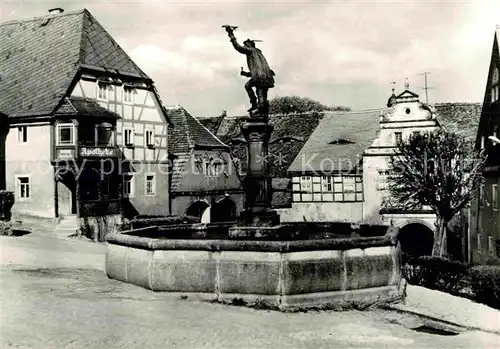 Lauenstein Erzgebirge Markt mit Falknerbrunnen Kat. Geising