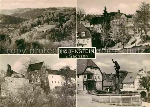 Lauenstein Erzgebirge Mueglitztal Schloss Ortsmitte Falknerbrunnen Kat. Geising