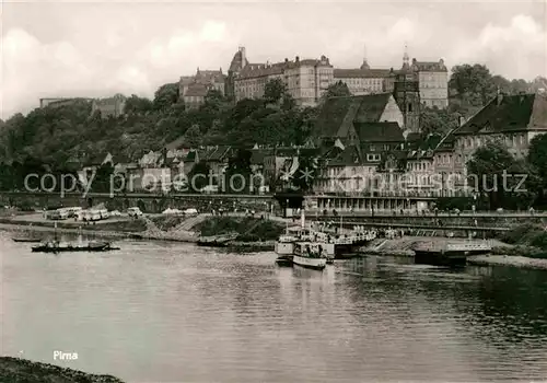 Pirna Partie an der Elbe Blick zum Schloss Kat. Pirna