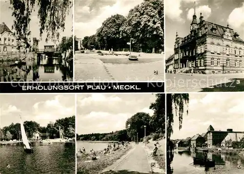 Plau Mecklenburg Zugbruecke Burgplatz Rathaus Marktplatz Seglerheim Strandbad Plauer See Elde Kat. Plau See