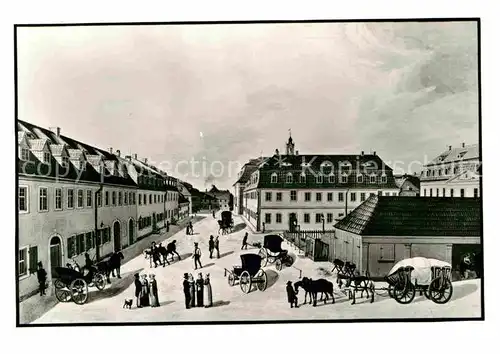 Herrnhut um 1820 nach einem Aquarell im Heimatmuseum Kuenstlerkarte Kat. Herrnhut
