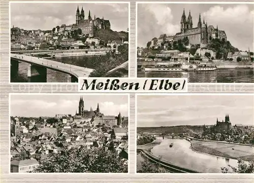 Meissen Elbe Sachsen Elbbruecke Burgberg Dom Albrechtsburg Kat. Meissen