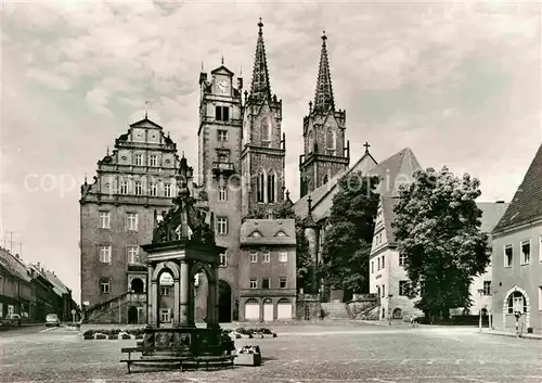 Oschatz Platz der Deutsch Sowjetischen Freundschaft Brunnen Kirche Kat. Oschatz
