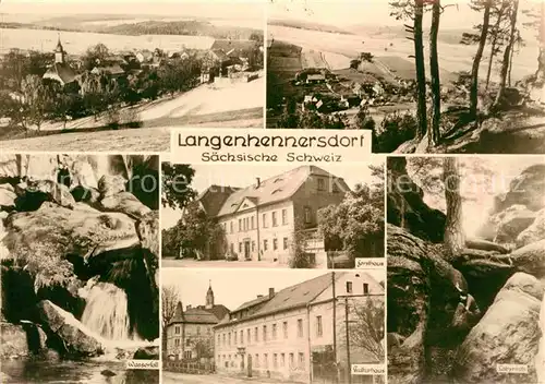Langenhennersdorf Panorama Wasserfall Kulturhaus Felsen Labyrinth Forsthaus Kat. Bad Gottleuba Berggiesshuebel