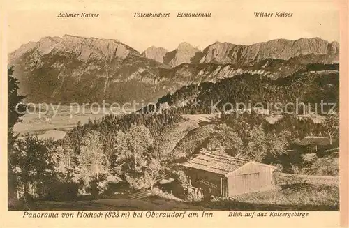 Oberaudorf Blick von Hocheck auf Kaisergebirge Kat. Oberaudorf